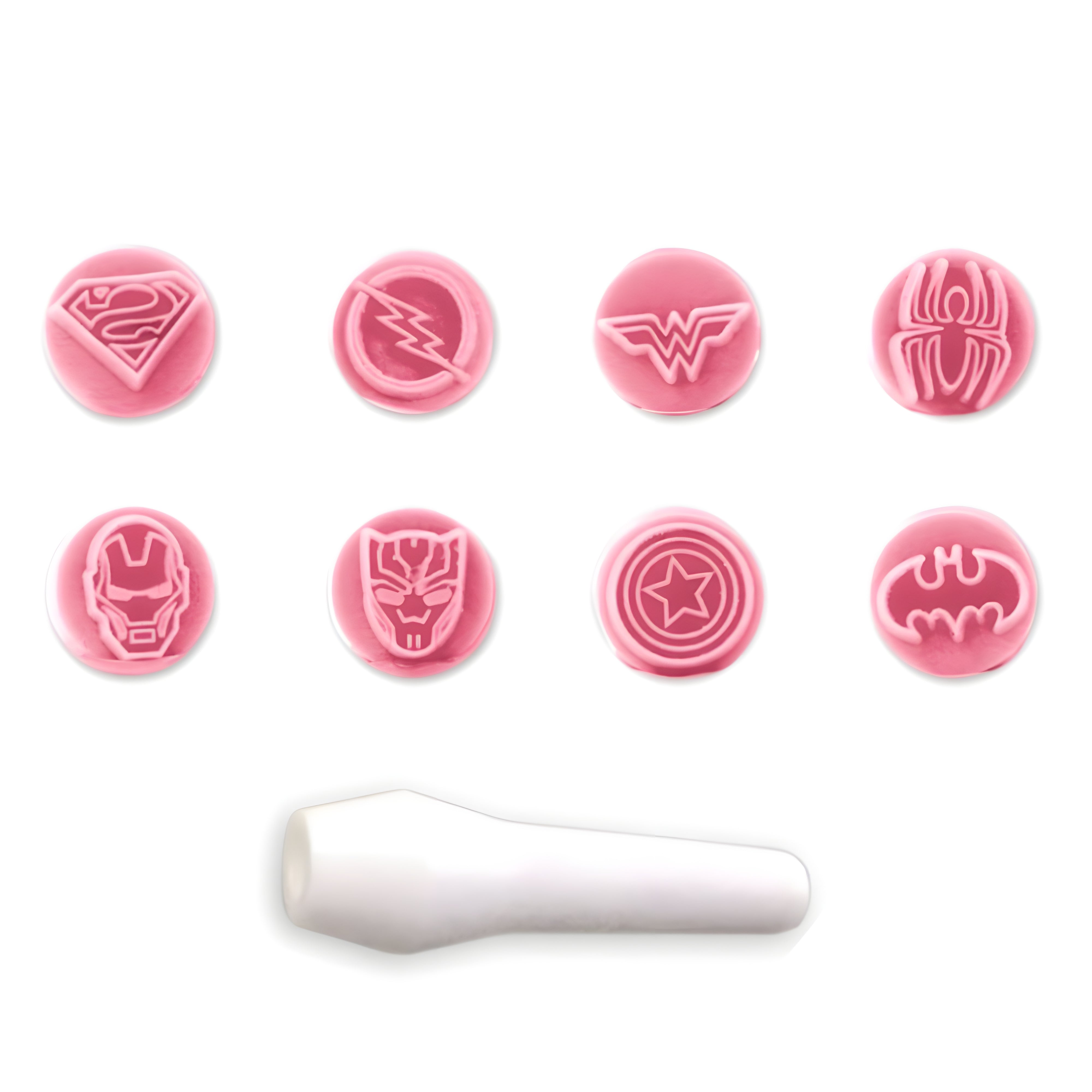 Kit Carimbos Heróis para Doces Rosa Bebê com 9 Peças - Bluestar