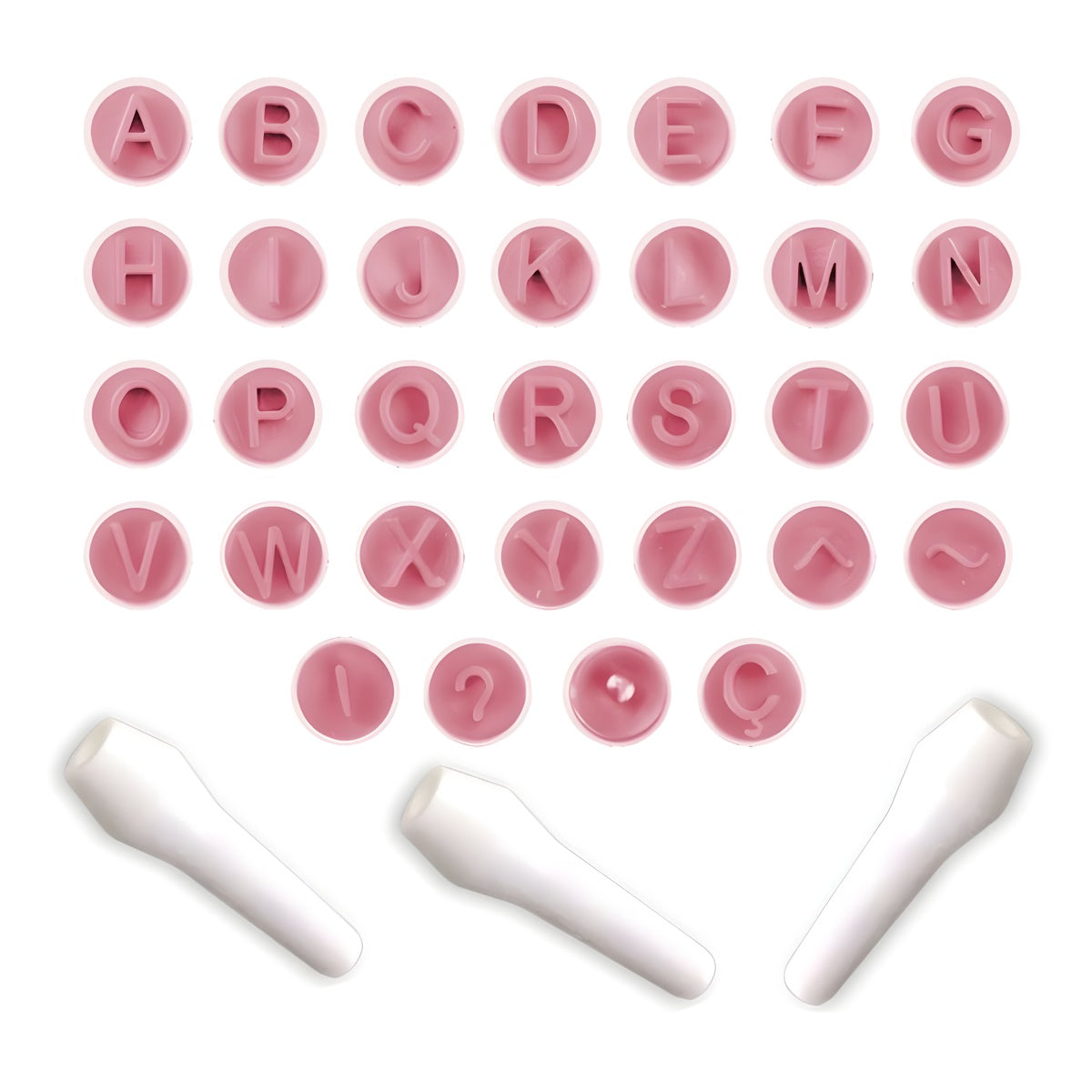 Kit Carimbos Letras 1,5cm para Doces Rosa Bebê com 35 Peças - Bluestar