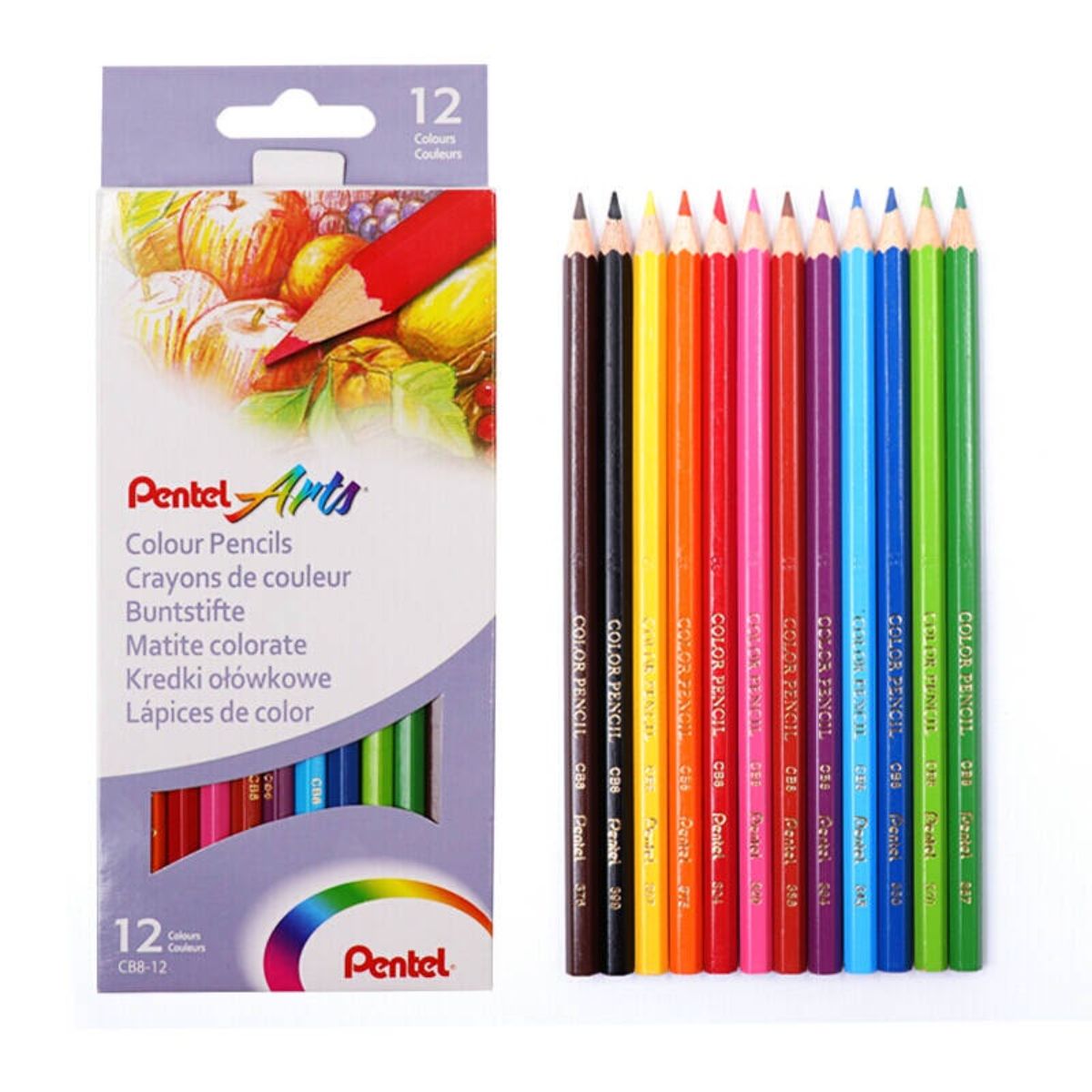 Estojo Lápis de Cor Arts Pentel com 12 Cores Tradicionais