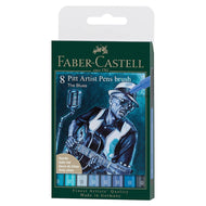 Estojo Caneta Pitt Brush The Blues 8 Cores Faber-castell 167173