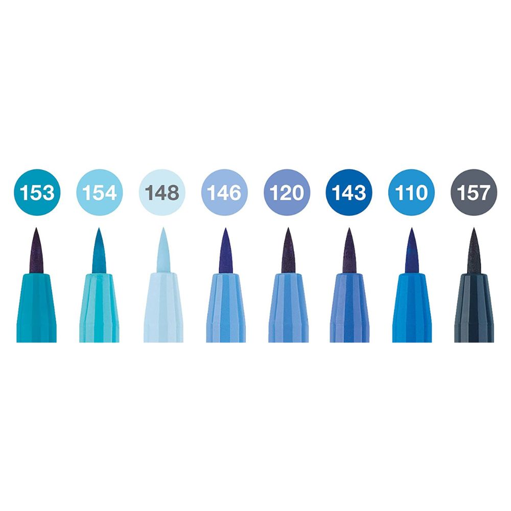 Estojo Caneta Pitt Brush The Blues 8 Cores Faber-castell 167173