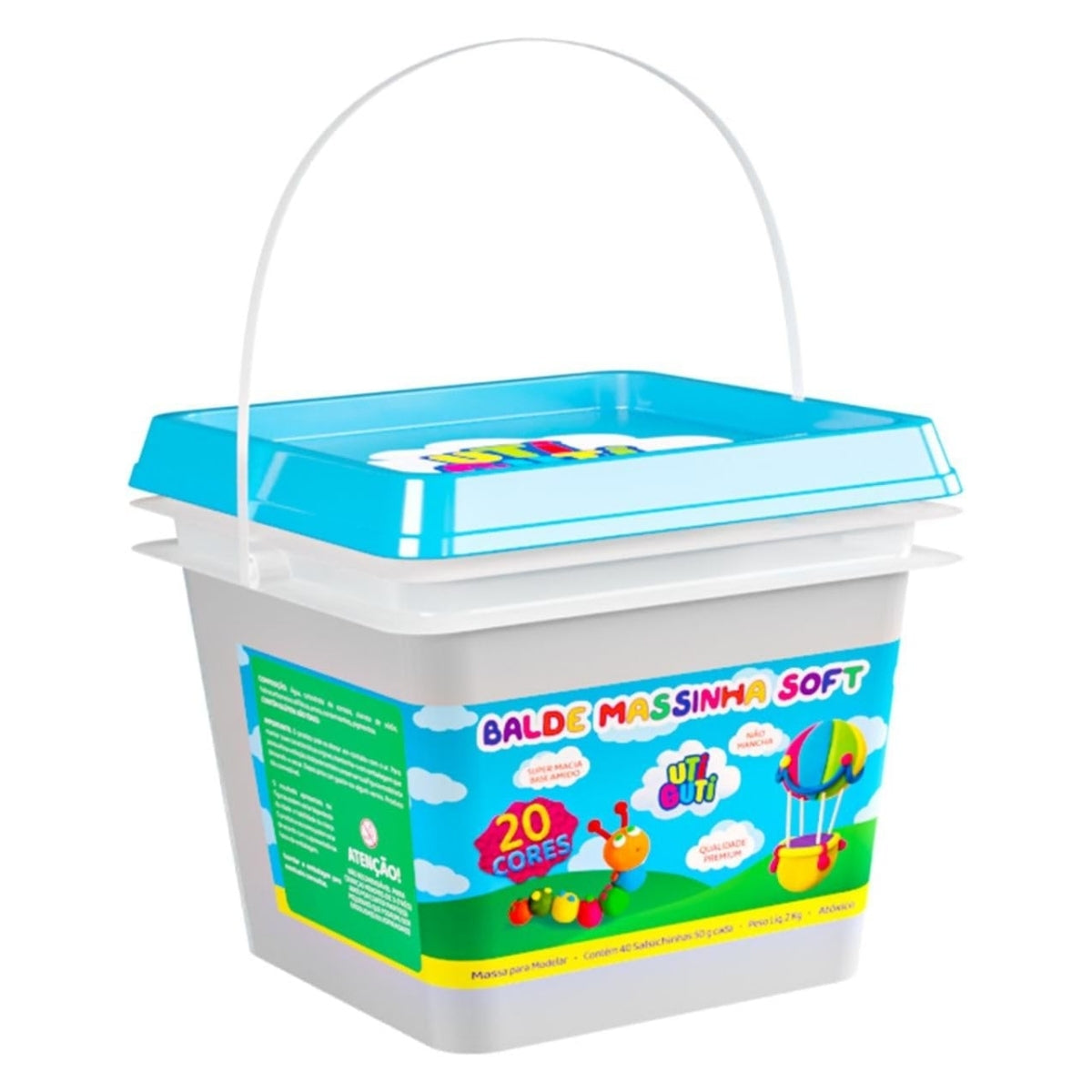 Balde Massinha Soft para Modelar 50g com 40 Unidades - Utiguti
