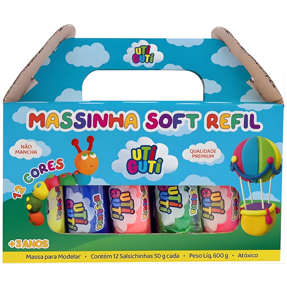 Estojo Massinha Soft para Modelar 50g com 12 Cores Refil - Utiguti
