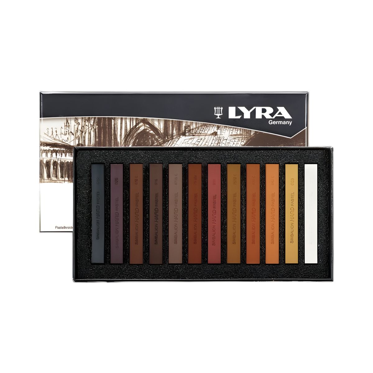 Estojo Giz Lyra Pastel Seco Tons Castanhos 12 Cores
