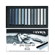 Estojo Giz Lyra Pastel Seco Tons Cinza 12 Cores
