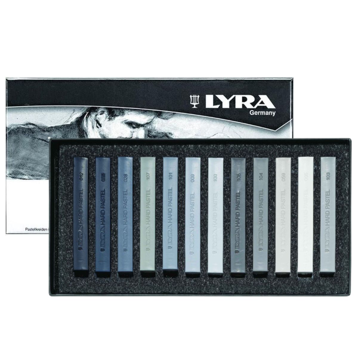 Estojo Giz Lyra Pastel Seco Tons Cinza 12 Cores