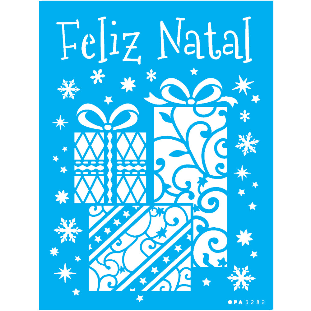 Stencil Opa 15x20cm - Presentes de Natal - 3282