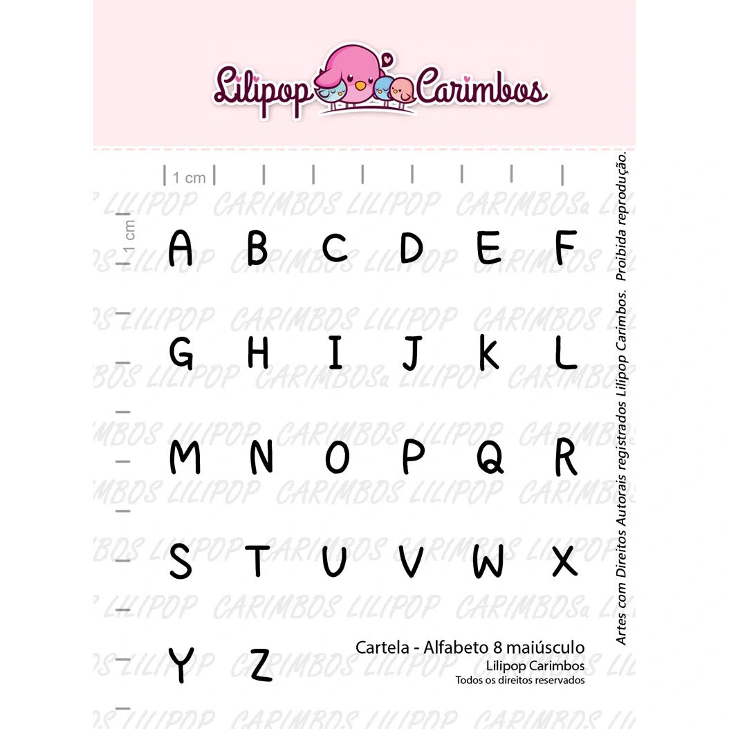 Cartela de Carimbos Alfabeto 8 Maiúsculo em Fotopolímero para Artesanato e Scrapbook - Lilipop
