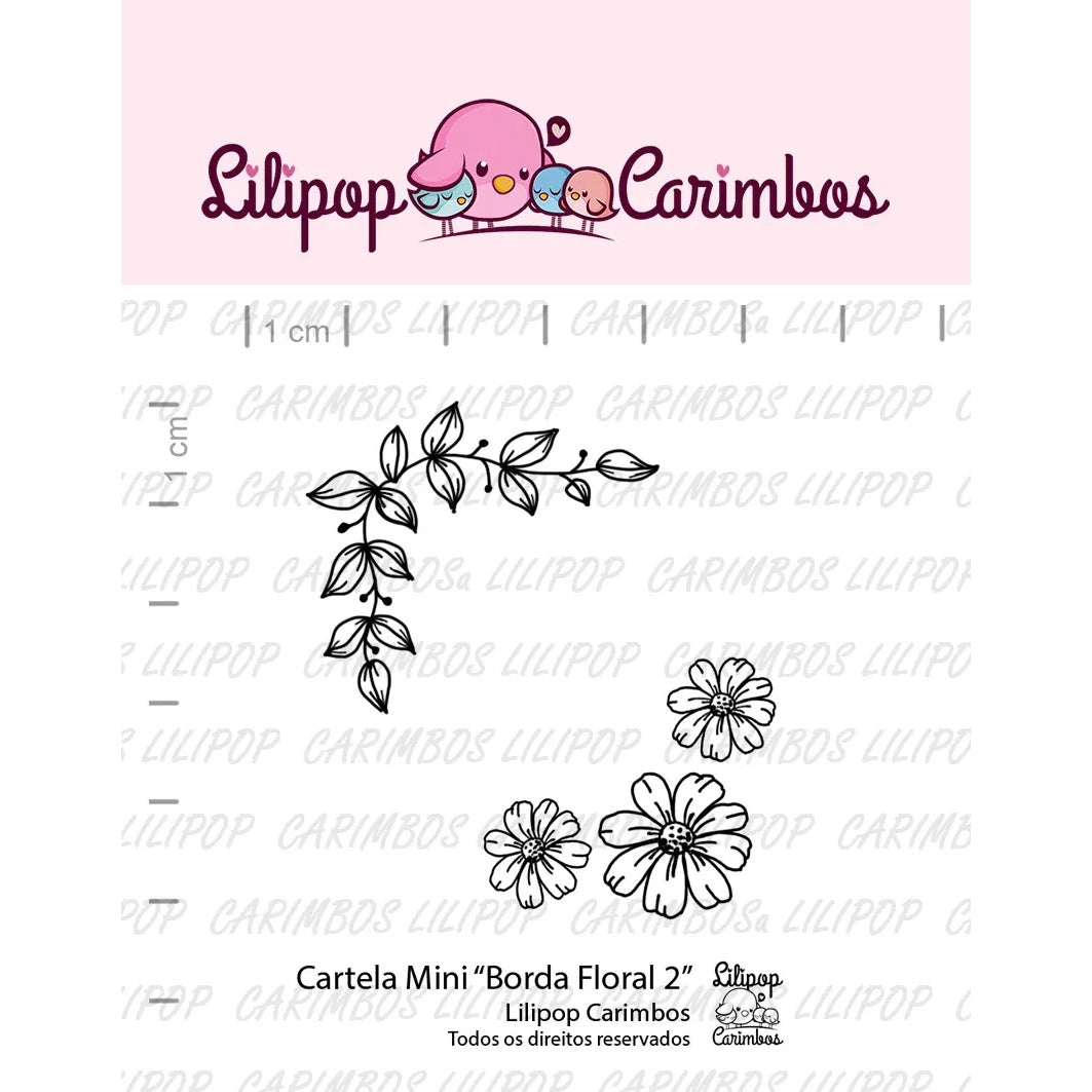 Cartela de Carimbos Borda Floral 2 em Fotopolímero para Artesanato e Scrapbook - Lilipop