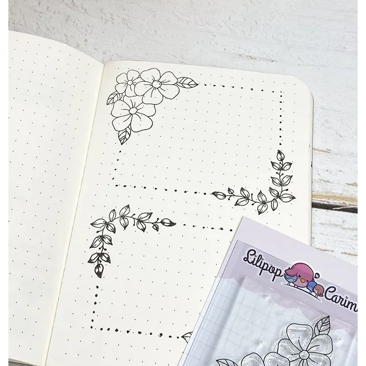 Cartela de Carimbos Borda Floral 2 em Fotopolímero para Artesanato e Scrapbook - Lilipop