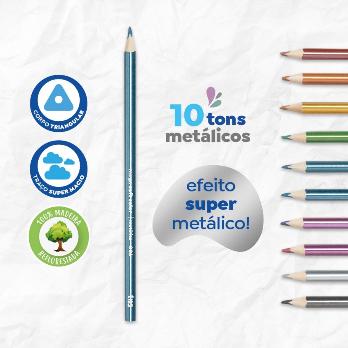 Estojo Lápis de Cor Mega Soft Color Metal com 10 Cores - Tris – Mundo ...