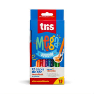 Estojo Lápis de Cor Mega Aquarelável com 12 Cores + Pincel - Tris