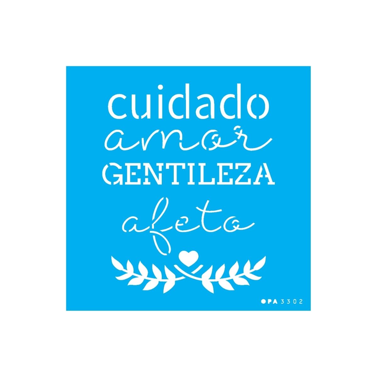Stencil de Acetato para Pintura OPA Simples 14 x 14 cm - 3302 Palavras Sentimentos