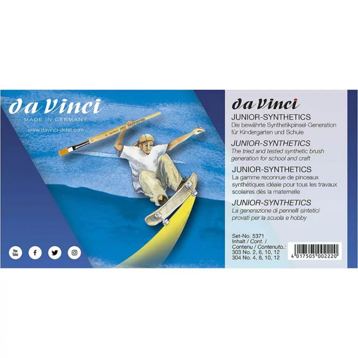 Kit Pincel da Vinci Junior 5371 com 8 Unidades + Tapetinho de Bambu - Séries 303 e 304