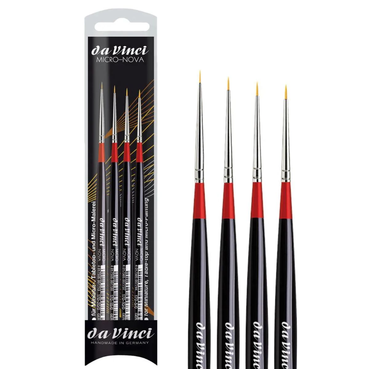 Kit Pincel da Vinci Micro-nova 4270 com 4 Unidades - Série 170 para Detalhes Finos