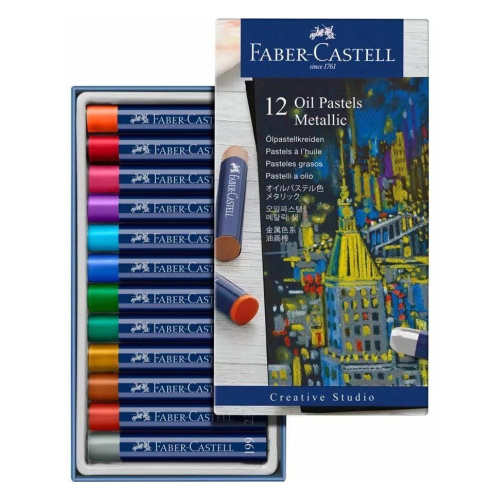 Estojo Giz Pastel Oleoso Creative Studio Metálico 12 Cores - Faber-castell 127014