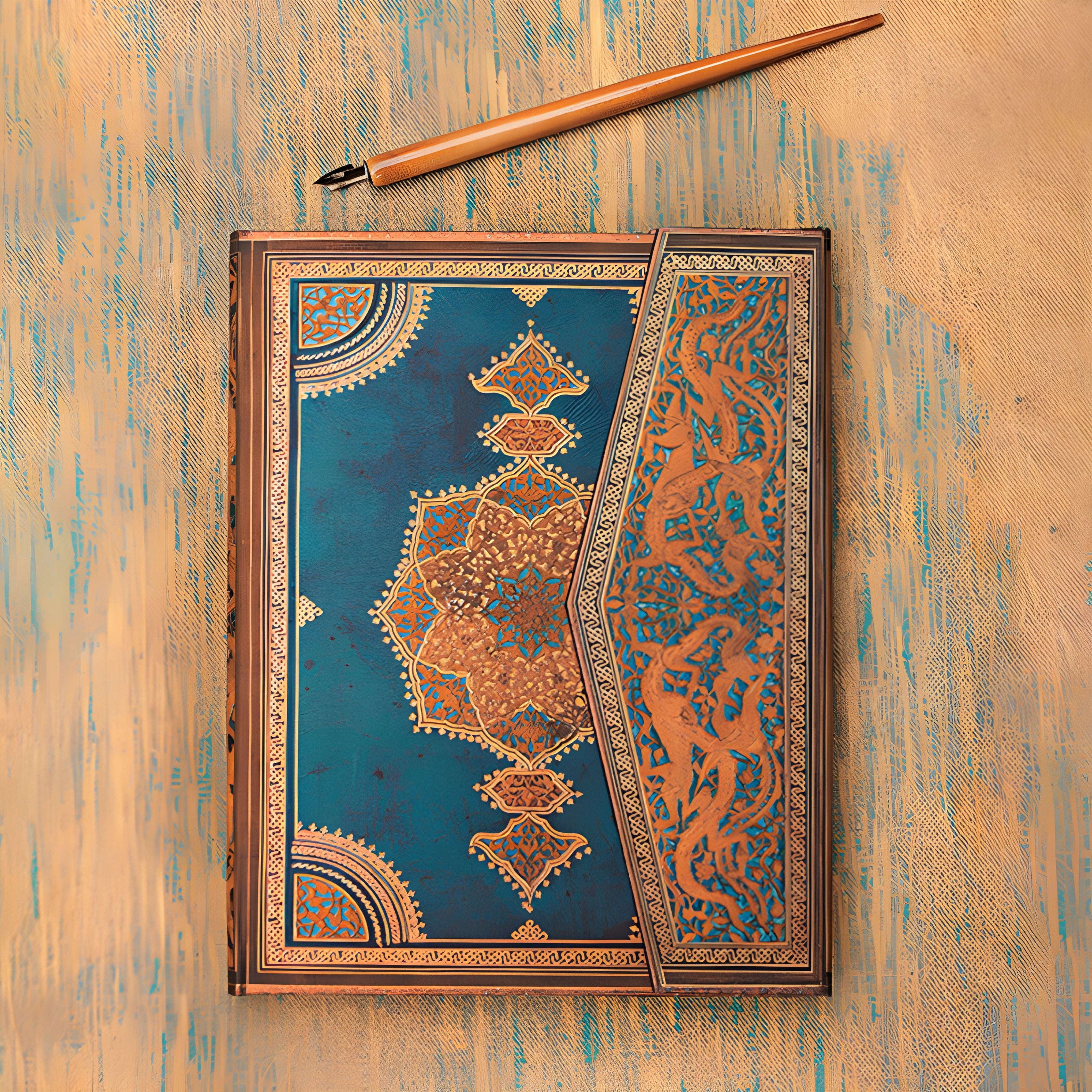 Caderno Paperblanks Safavid Indigo Capa Dura Midi 120g/m² 13x18cm 144 Páginas com Pauta - Pb8199-9