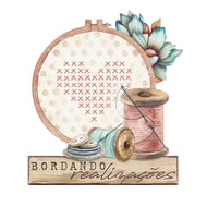 Aplique em Papel e Mdf Costura Vintage Bastidor Bordado para Artesanato e Scrapdecor Apm8-1364 - Litoarte