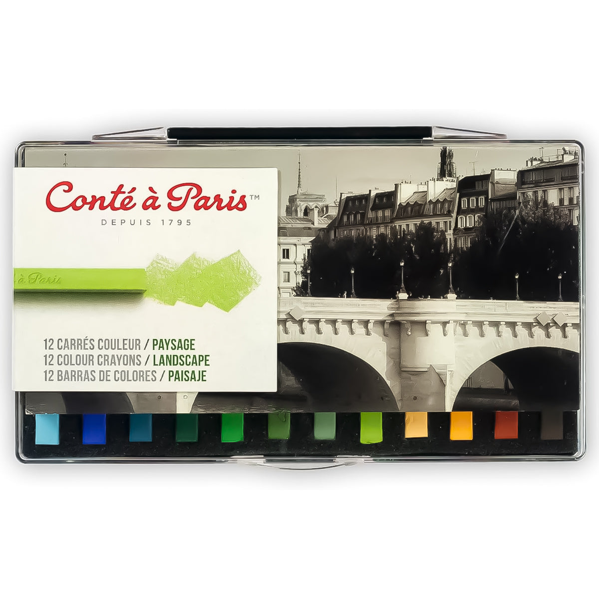 Estojo Giz Pastel Seco Conté À Paris Carré Tons Paisagens com 12 Cores