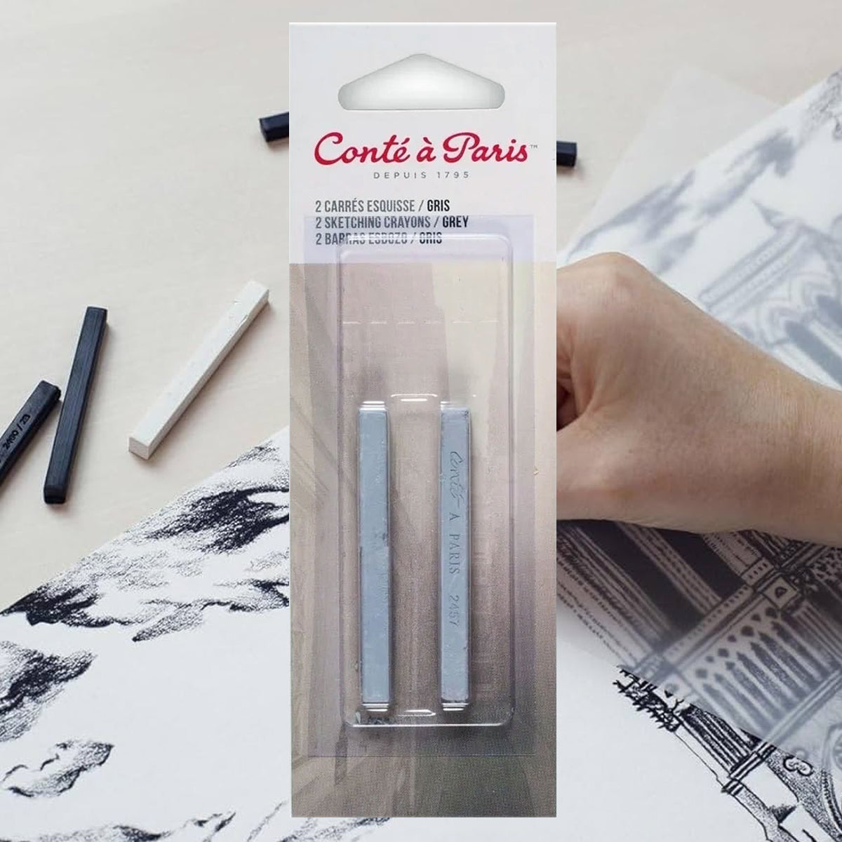 Giz para Desenho Conté À Paris Cinza 2b com 2 Unidades