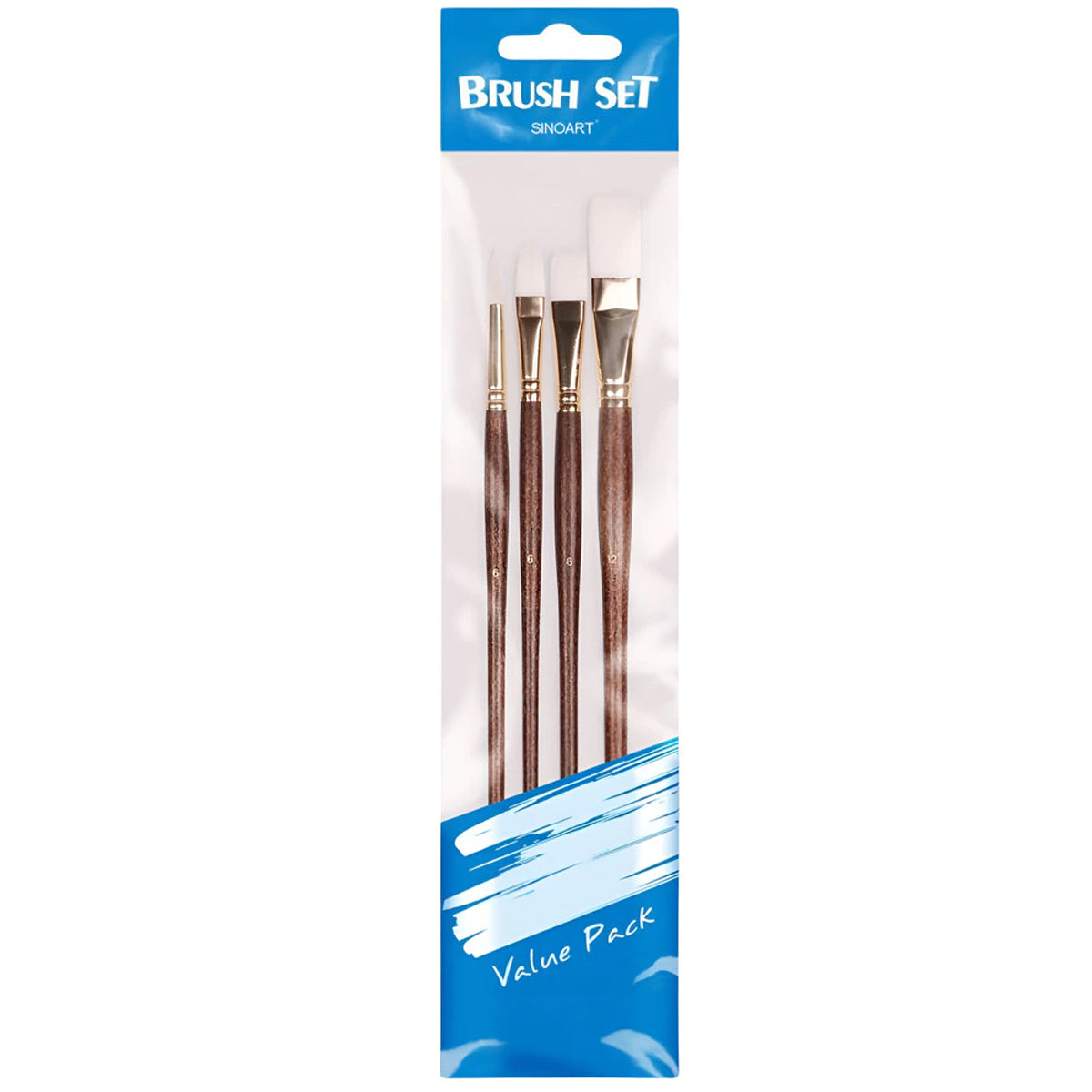 Kit Pincéis Sintetico Branco Cabo Longo Sinoart com 4 Unidades