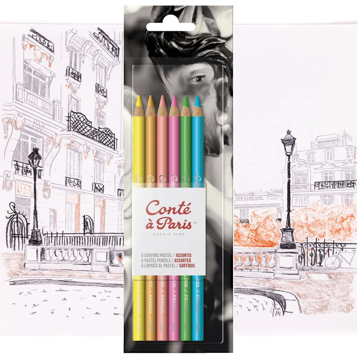 Kit Lápis de Cor Pastel Conté À Paris Conté À Paris com 6 Cores