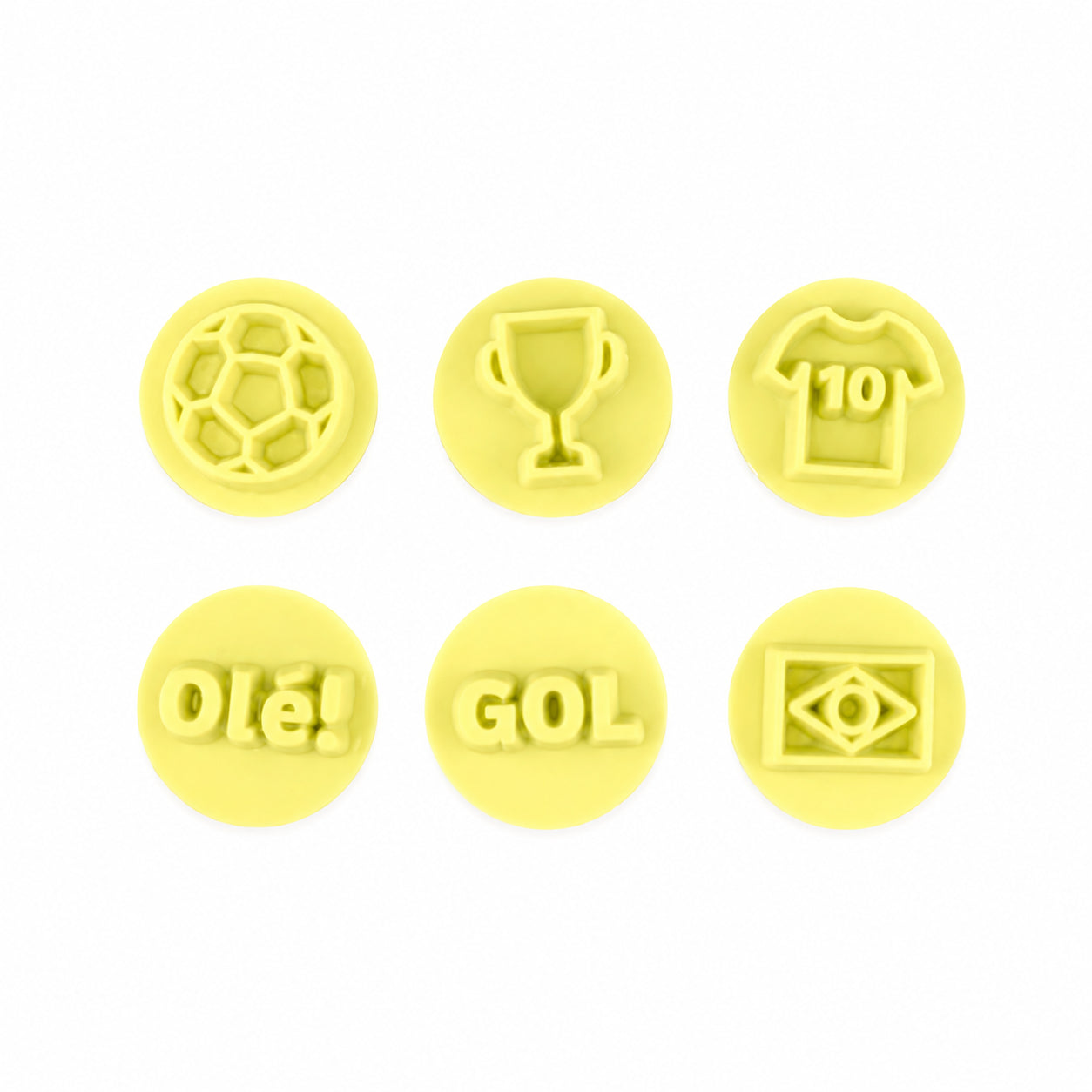 Kit Carimbos Futebol para Doces Amarelo com 7 Peças - Bluestar