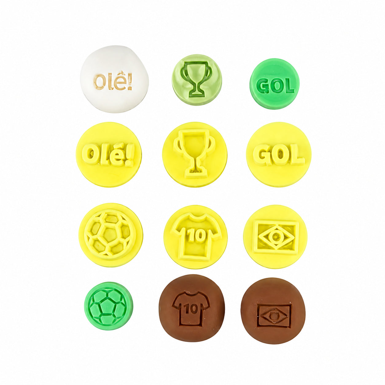 Kit Carimbos Futebol para Doces Amarelo com 7 Peças - Bluestar