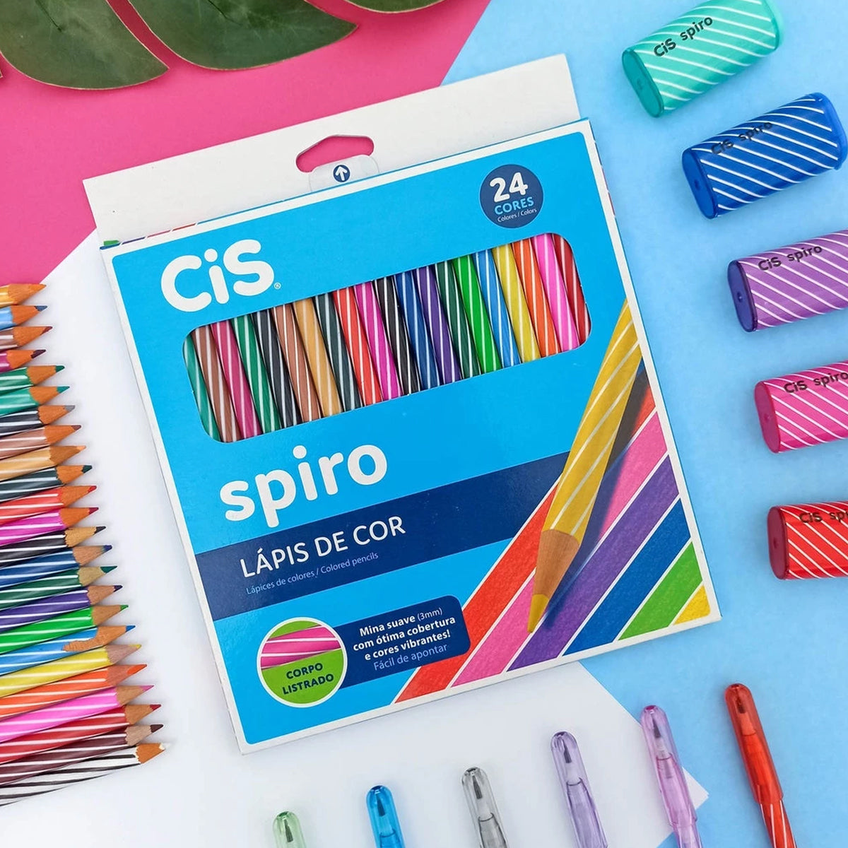 Estojo de Lapis de Cor Spiro com 24 Cores - Cis