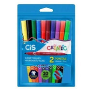 Estojo de Canetinha Hidrografica Criatic Duas Pontas Lavavel com 10 Cores - Cis