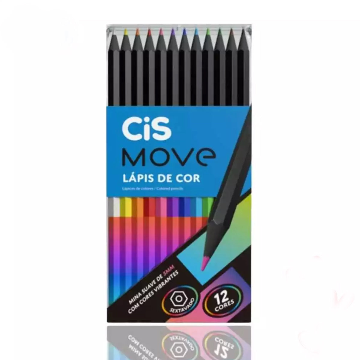 Estojo de Lapis de Cor Move com 12 Cores - Cis