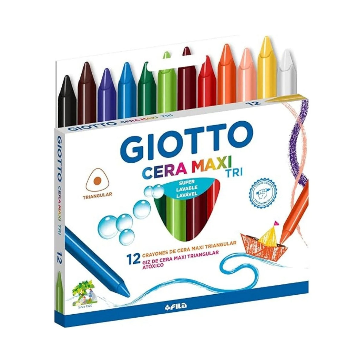 Estojo de Giz de Cera Giotto Maxi 12 Cores 202702es