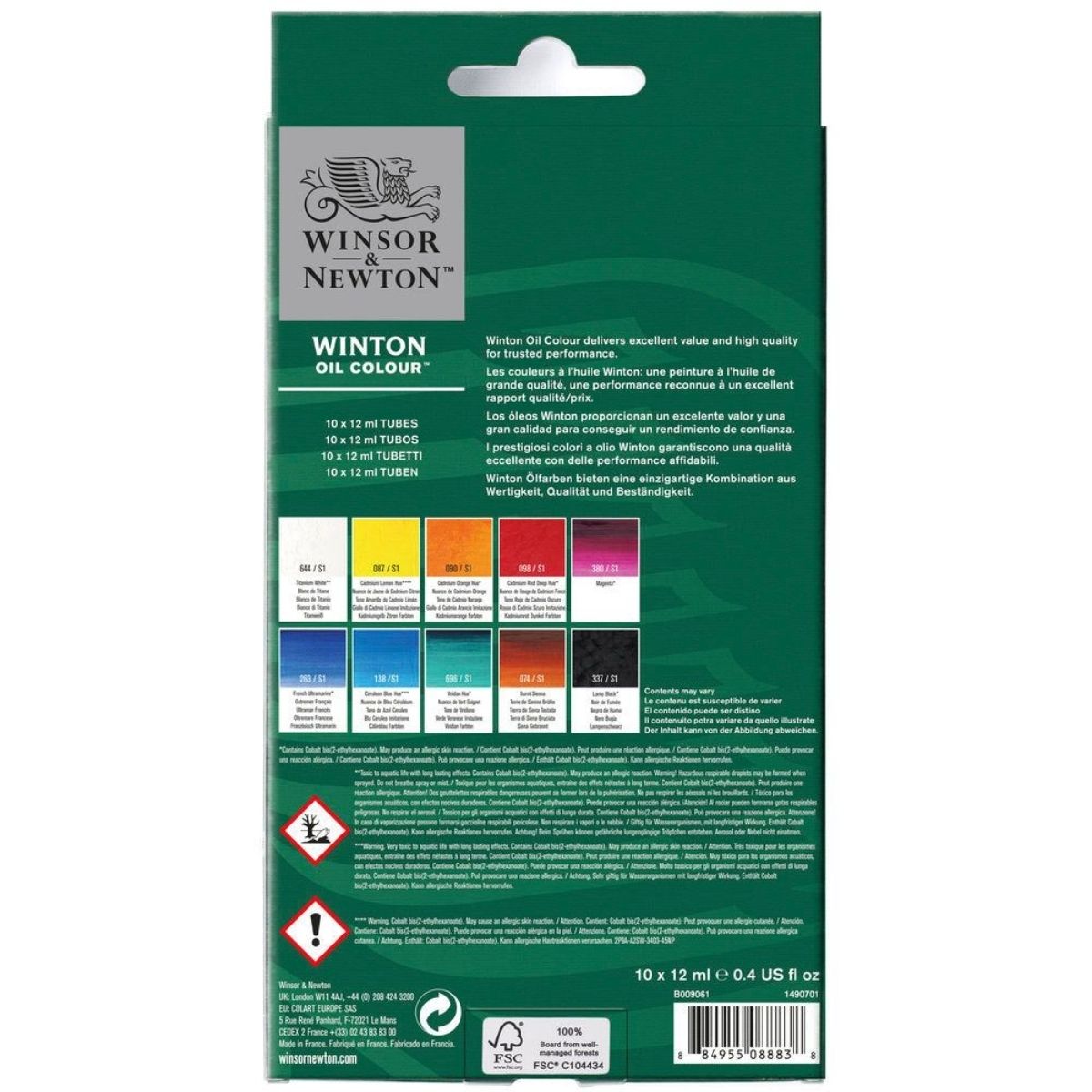Estojo Tinta Óleo Winton Winsor & Newton 12ml com 10 Cores