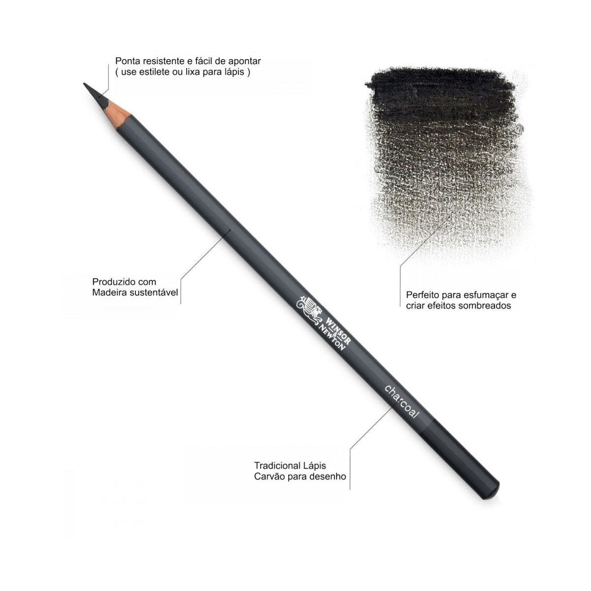 Estojo Lápis Carvão Studio Collection Winsor & Newton com 6 Unidades