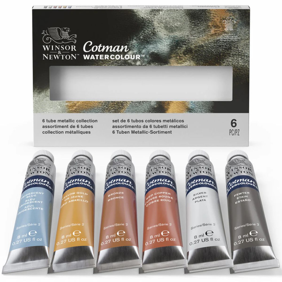 Estojo Tinta Aquarela Cotman Winsor & Newton 8ml com 6 Cores Metálicas