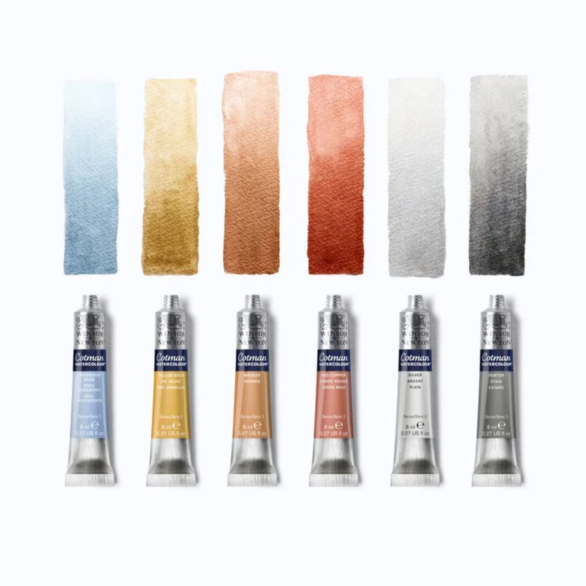 Estojo Tinta Aquarela Cotman Winsor & Newton 8ml com 6 Cores Metálicas
