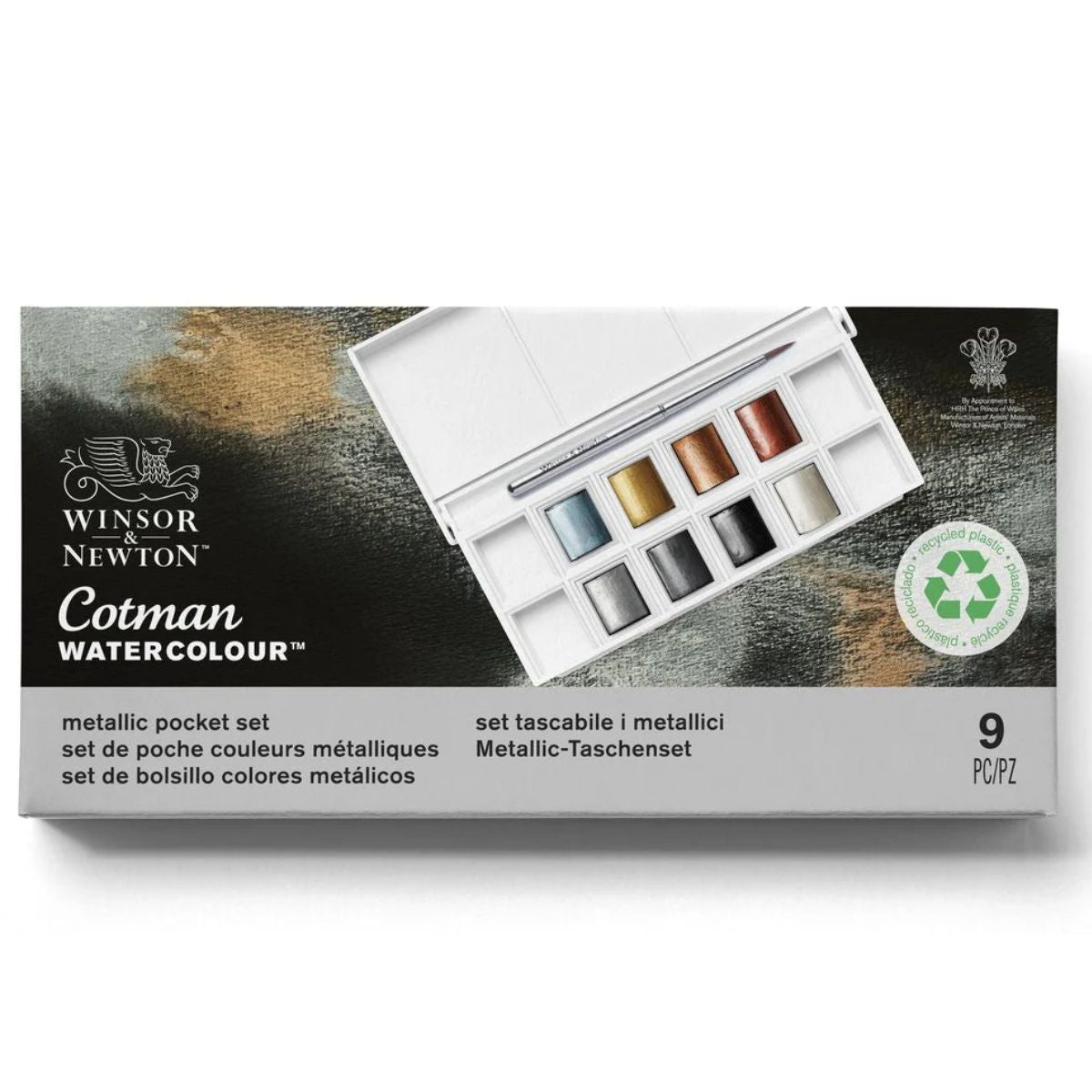 Estojo Tinta Aquarela Pastilha Cotman Winsor & Newton com 9 Peças Metálicas