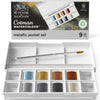 Estojo Tinta Aquarela Pastilha Cotman Winsor & Newton com 9 Peças Metálicas