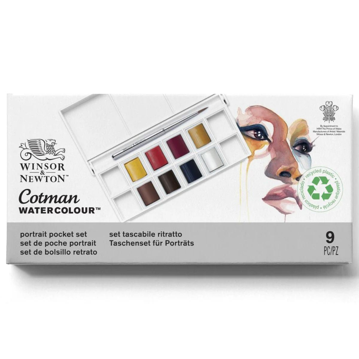 Estojo Tinta Aquarela Pastilha Cotman Winsor & Newton Portrait com 9 Peças