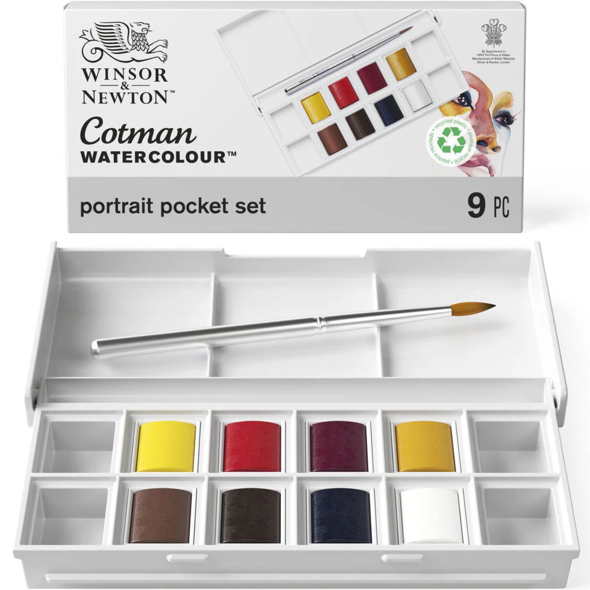 Estojo Tinta Aquarela Pastilha Cotman Winsor & Newton Portrait com 9 Peças