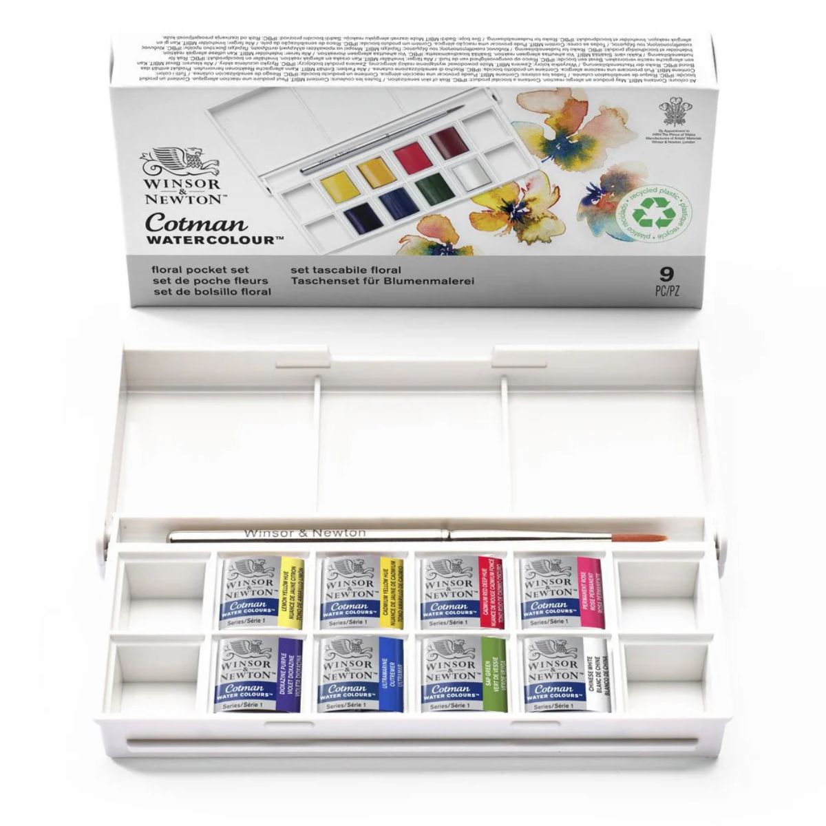 Estojo Tinta Aquarela Pastilha Cotman Winsor & Newton com 9 Peças Floral