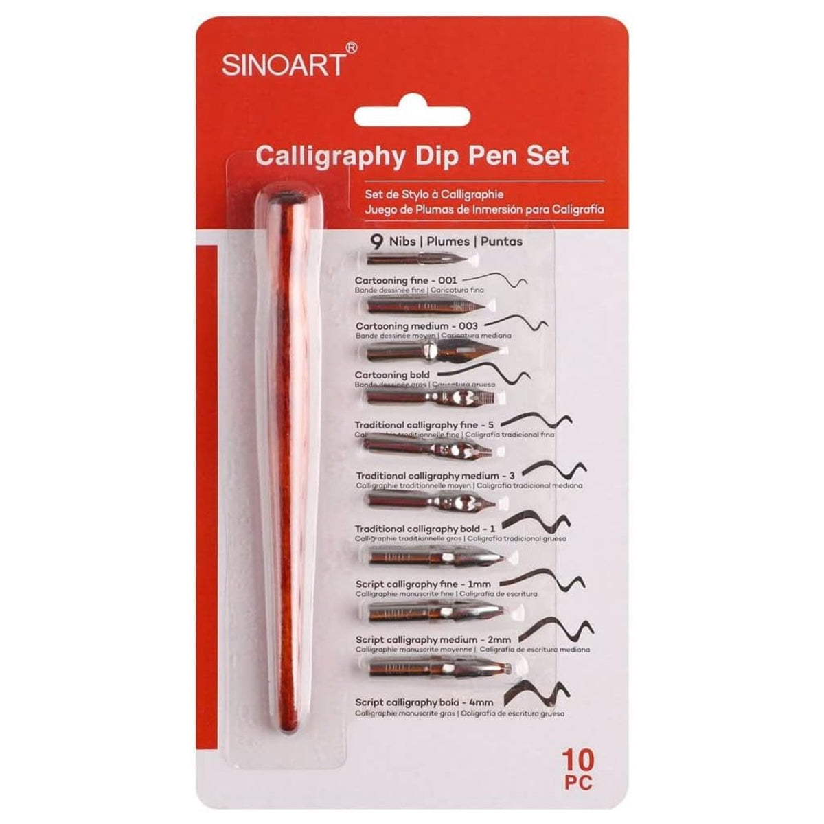 Kit Caligrafia Sinoart Dip Pen com 9 Penas