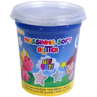 Pote Massinha Soft para Modelar 50g com 6 Cores Glitter - Utiguti