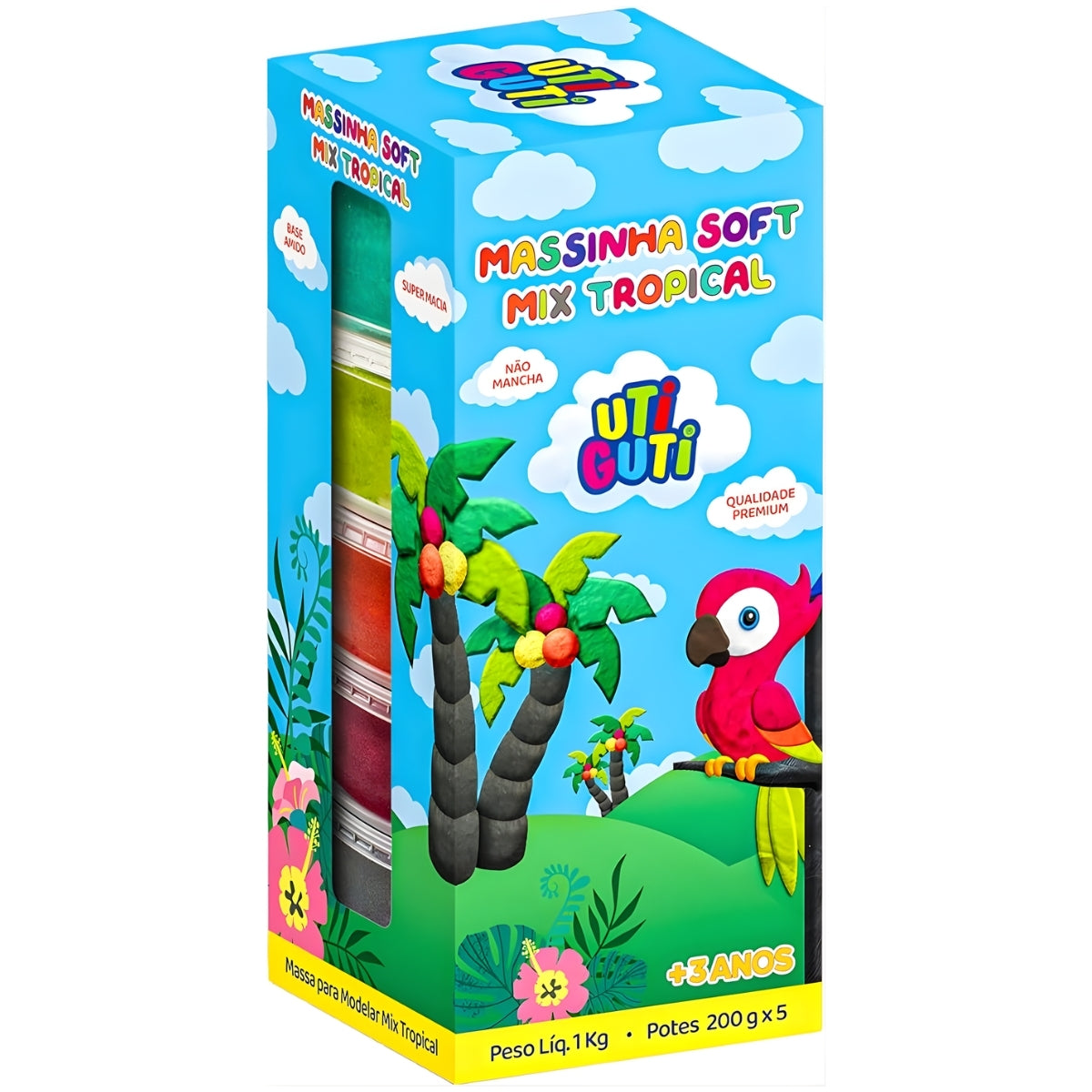 Estojo Massinha Soft para Modelar 200g com 5 Cores Mix Tropical - Utiguti