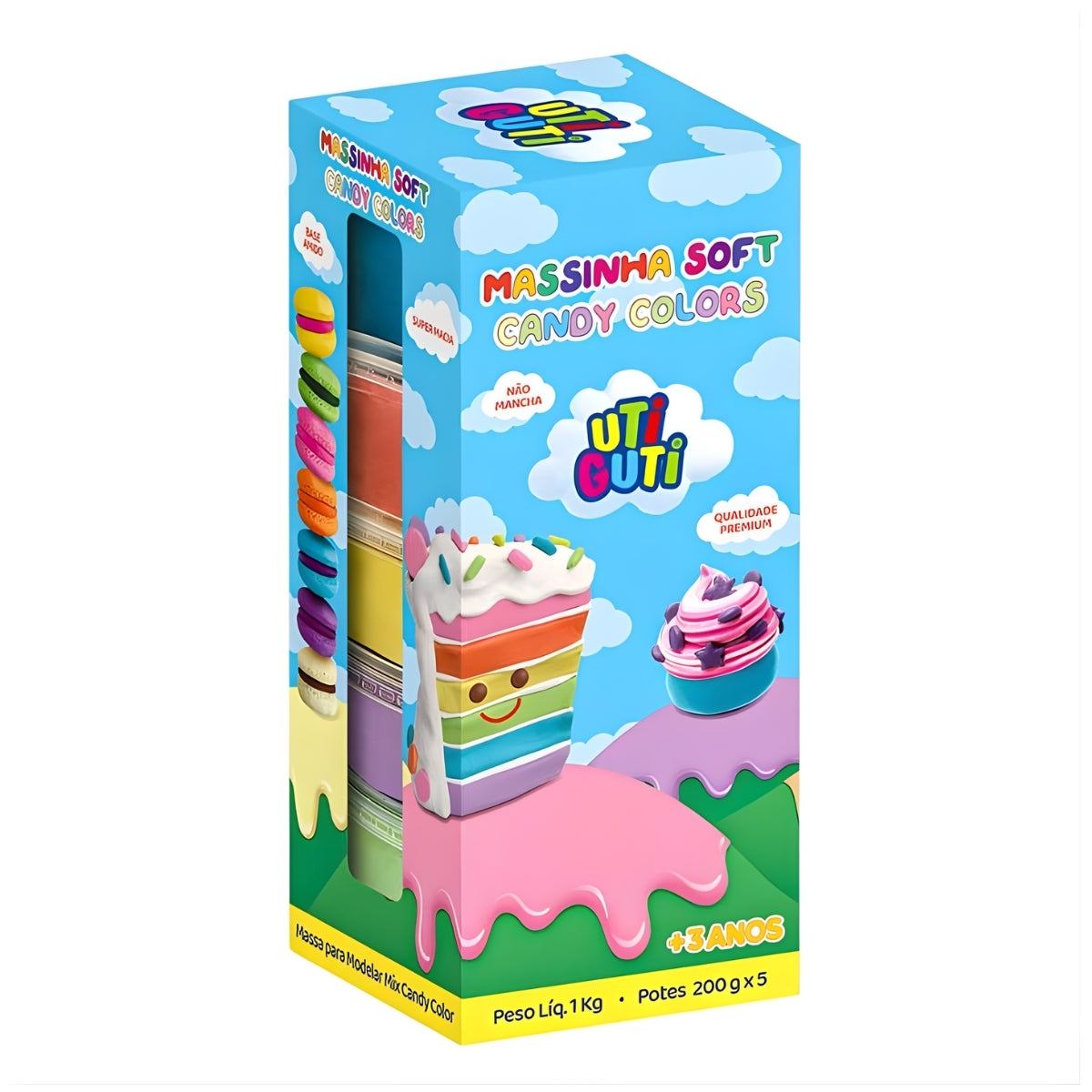 Estojo Massinha Soft para Modelar 200g com 5 Cores Mix Candy Color - Utiguti