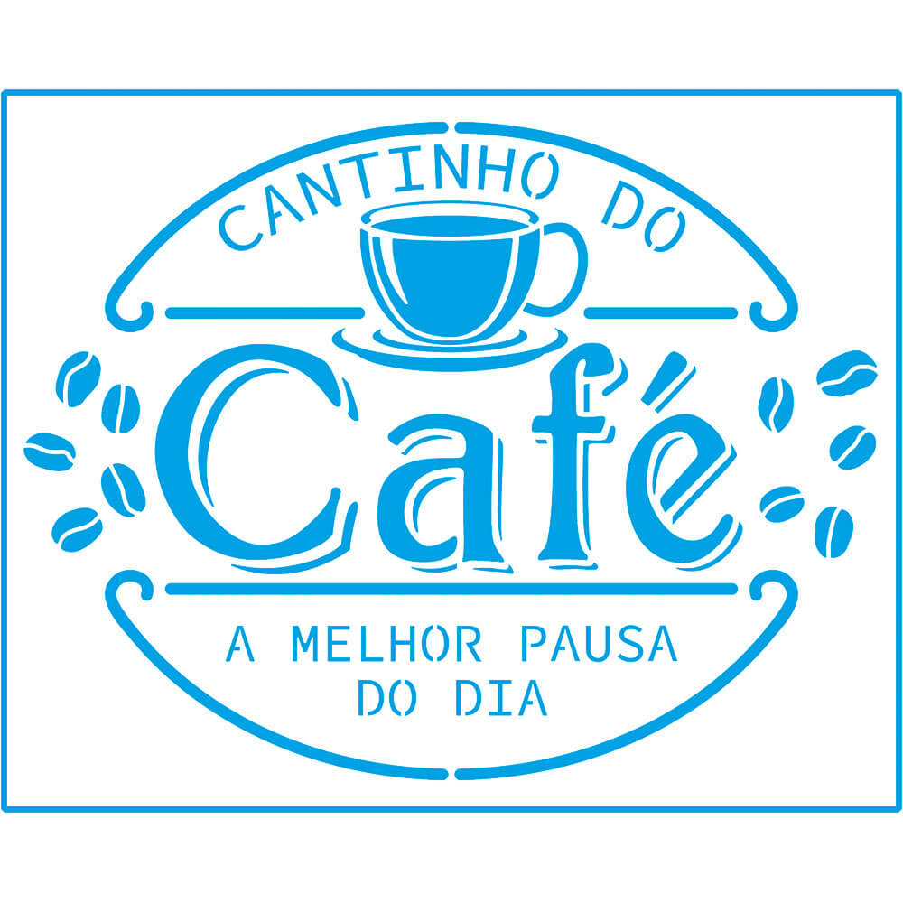Stencil Retangular Cantinho do Café 20x25cm para Pintura Decorativa e Artesanato Str-161 - Litoarte