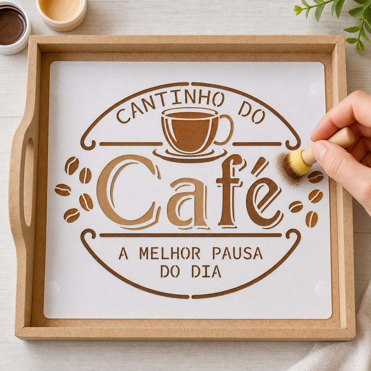Stencil Retangular Cantinho do Café 20x25cm para Pintura Decorativa e Artesanato Str-161 - Litoarte