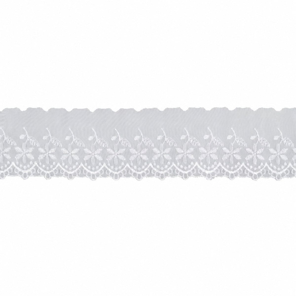 Bordado em Organza para Costura e Artesanato Bo003 Branco 8cmx13,7m - Artepunto