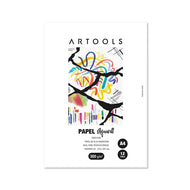 Bloco Papel para Aquarela Celulose A4 Grão Fino 300g com 12 Folhas Artools 621685