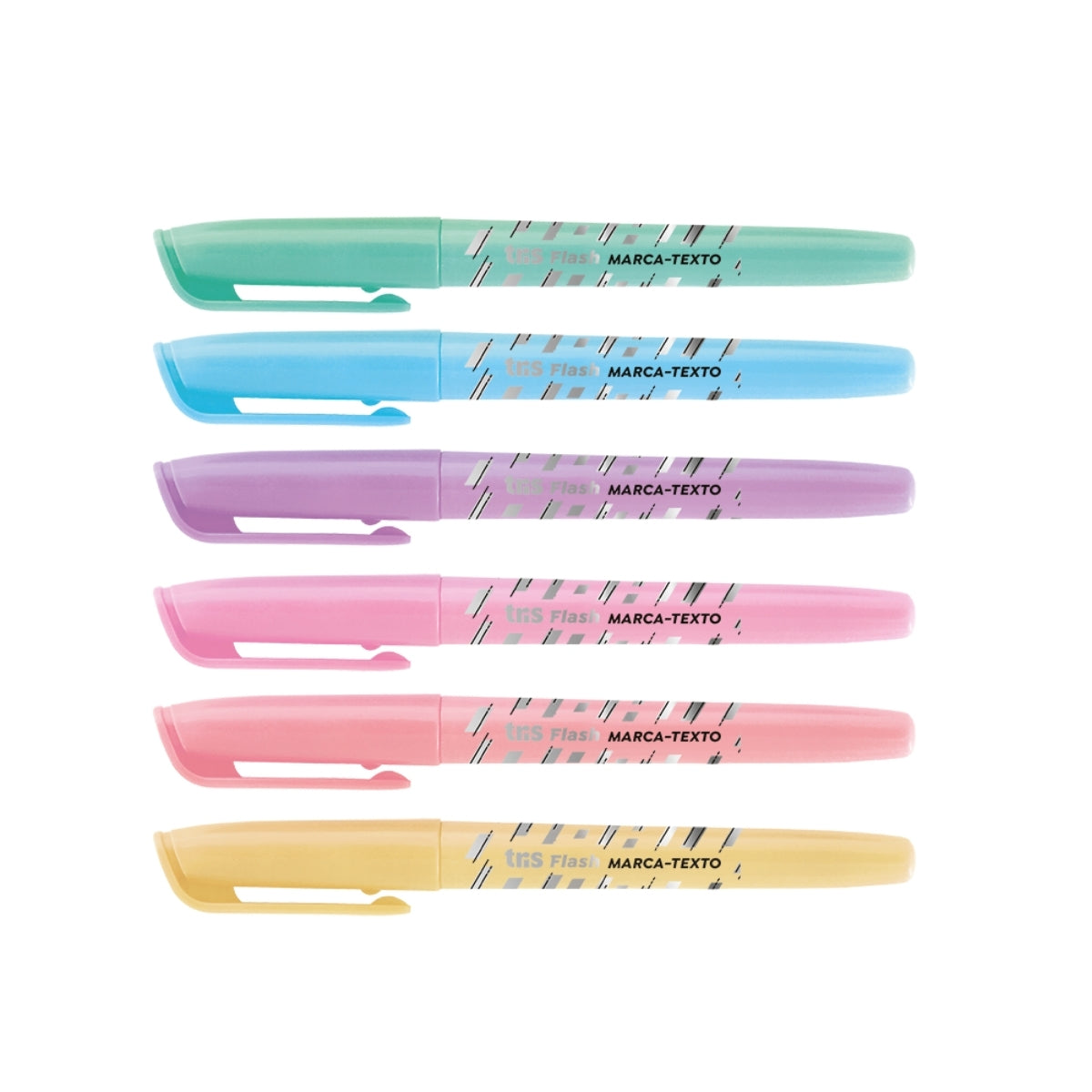 Estojo Marca Texto Flash Pastel com 6 Cores - Tris